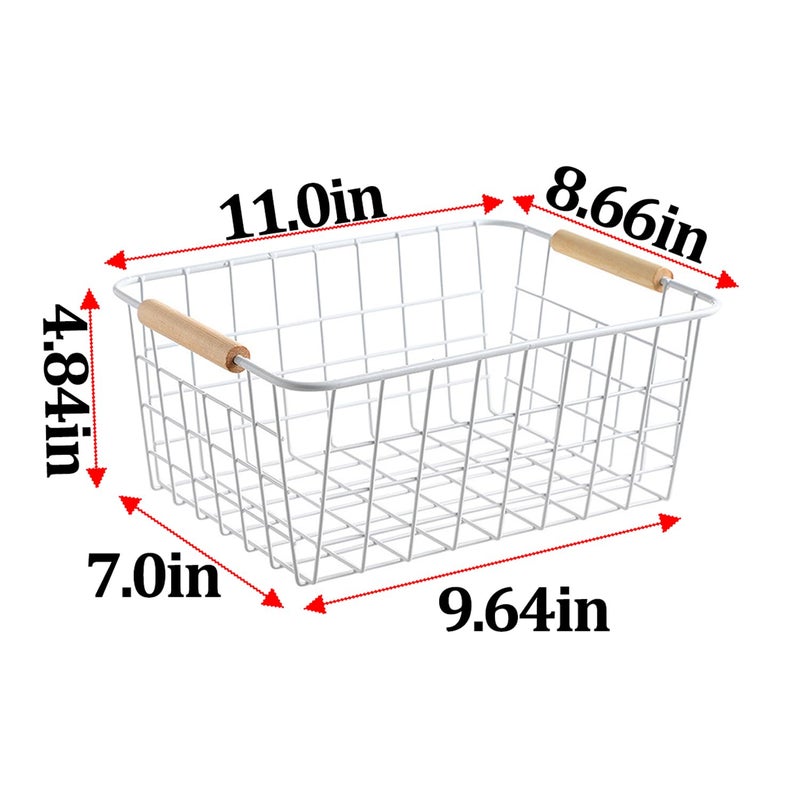 LeleCAT White Wire Baskets for Organizing with Handlesï¼ŒPantry Organizers and Storage For Kitchen, Household Snack Basket for Cabinets, Closets, Bedrooms,food - Set of 4(White) - Image 2